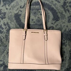 Michael Kors Jet Set Travel Small Saffiano Leather Top-Zip Tote Bag Powder Blush